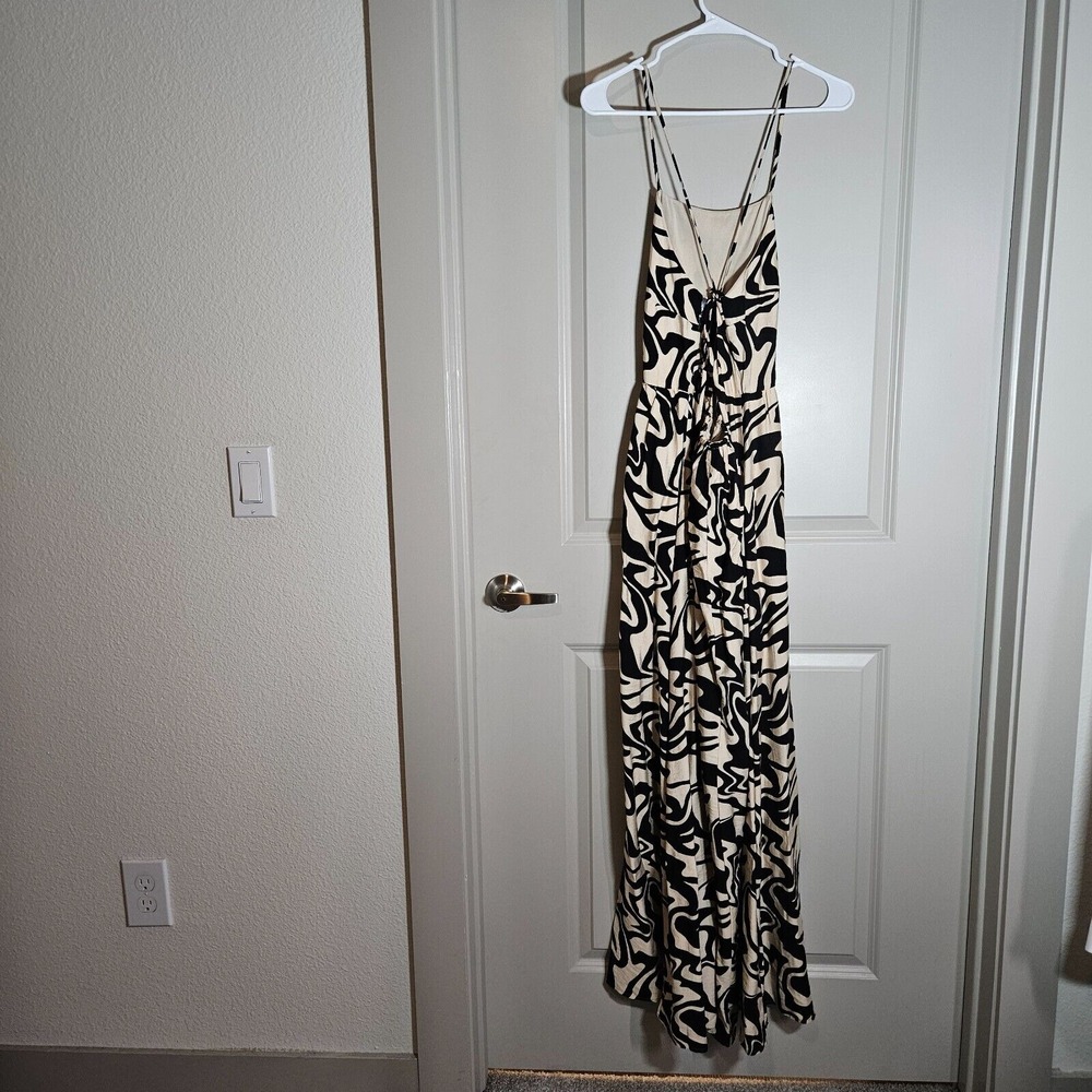 NWOT By Together Anthropologie Maxi Dress Small Abstract Print‎ Black Beige - Picture 6 of 14